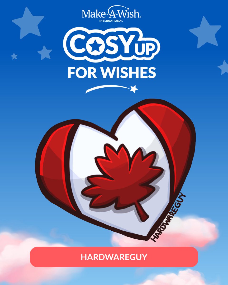 MakeAWishIntl's tweet photo. Welcome @CdnHardware to our Cosy Up for Wishes event.  A seasoned fundraiser for many charities, we are excited to have him supporting wishes.  You can follow along at https://t.co/N3M1eC0MHX.  Inspired by our creators?  Create your own campaign at https://t.co/rbNp0q8F1j! https://t.co/IGuBZr7sAj