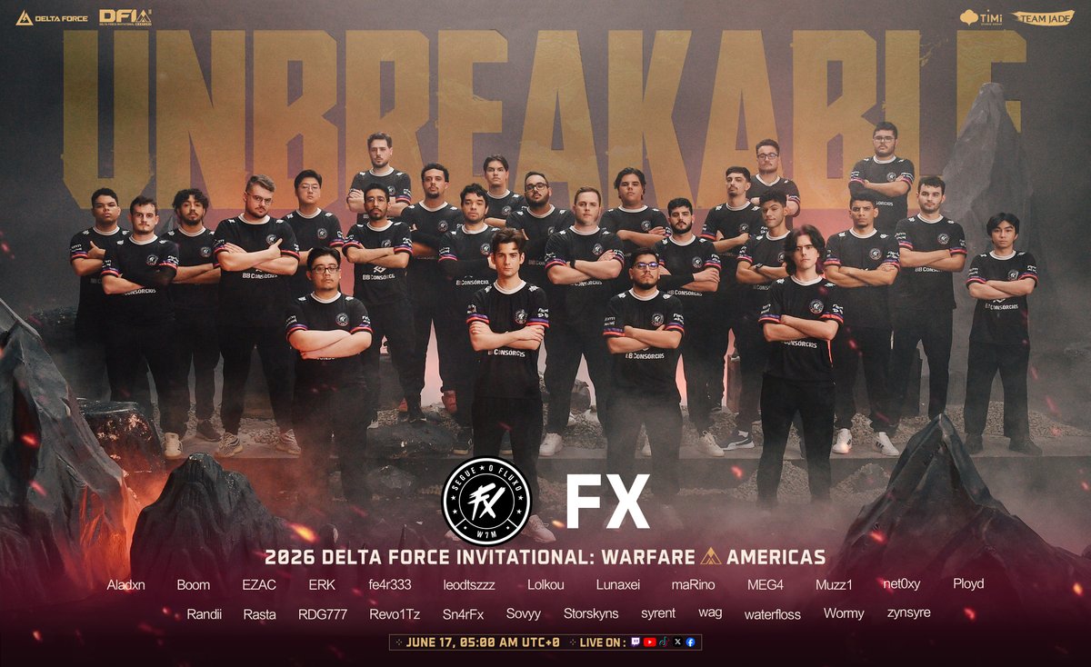 DFGameEsports's tweet photo. Meet the first four rosters locked in for 2026 DFIW:

AHR - PAN-PACIFIC #3
@fluxogg - AMERICAS
HAN - Korea
HYD - Japan

Warfare awaits. June 17.
⏰ 1:00 AM EDT | ⏰ 7:00 AM CEST

#DeltaForce #DFesports #DFIW26 https://t.co/IHUEEsQdUf