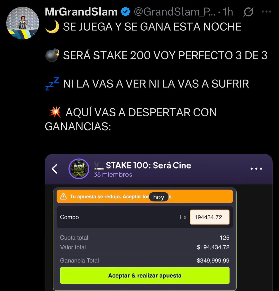 PickCristianRey's tweet photo. ¿Ya se durmieron 😴😴😴? 

Repórtense con sus ❤️🔁💬 tengo el STAKE 200 de Slam 🎾💸

Es la jugada MÁS DURA en mucho tiempo 💣 https://t.co/zwTsPe7AtL