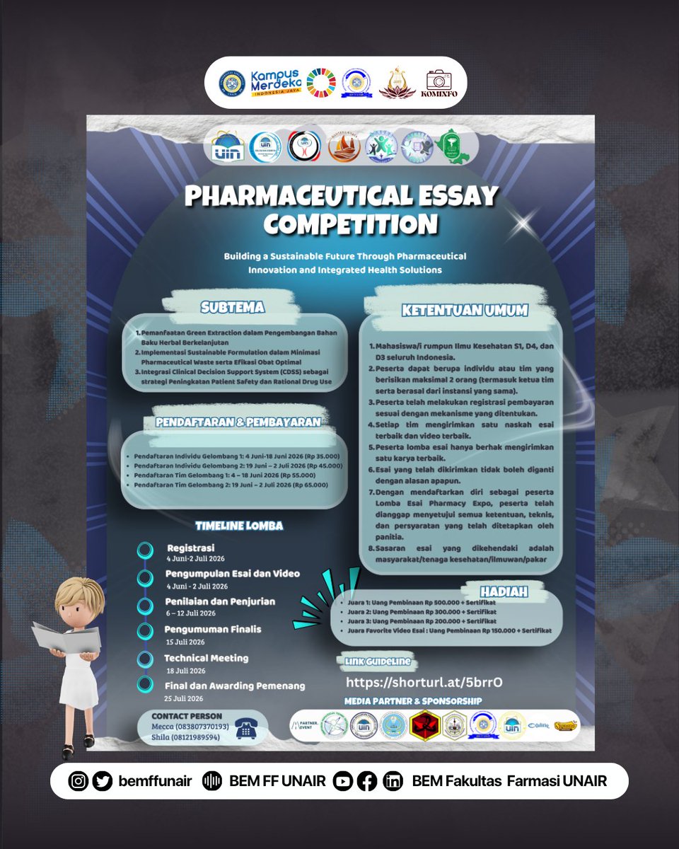 bemffunair's tweet photo. [Kotak Poster]🌟

Pendaftaran 14th Pharmacy Expo resmi dibuka! 🎉 Ikuti Pharmaceutical Poster Competition &amp; Pharmaceutical Essay Competition tingkat nasional untuk mahasiswa rumpun kesehatan D3/D4/S1.

#SYNORA #14thPharmacyExpo #HPMSFarmasiUINJKT #BEMFFUNAIR #KABINETANVAYA https://t.co/PDfAHHGknA