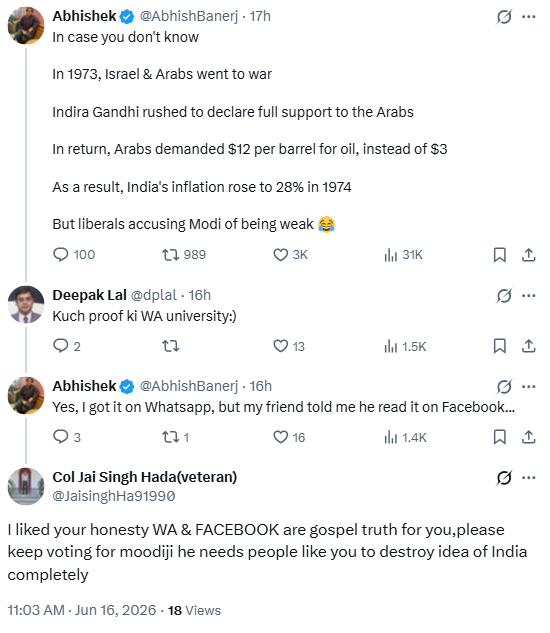 AbhishBanerj's tweet photo. I have been flagging this for a while

Indian liberals have built a wall of arrogance around their own ignorance. https://t.co/U4Sqgbp5rh