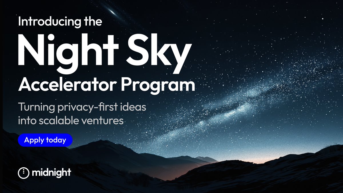 MidnightNtwrk's tweet photo. Founders: what could you build if privacy was a competitive advantage, not a technical constraint? 🤔

Introducing Night Sky, a 10-week accelerator for teams building scalable, privacy-first products.

Hands-on support across:
🛠️  Product & technical architecture
📈 Growth & commercialization
🤝 Mentorship & partnerships
💰  Investor exposure

The sky isn’t the limit. It’s the starting point.

Apply today: https://t.co/aA0cNqQ2z7
