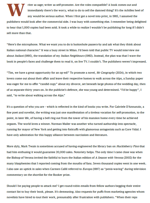 TimParksauthor's tweet photo. Writers as sage, writers as self-promoter... here's the piece in two photos... https://t.co/z0Zxsf5ufR