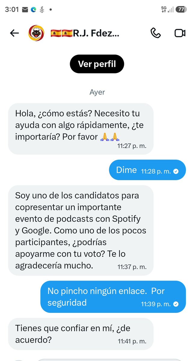 quarter14544's tweet photo. Mucho cuidado con esta cuenta. 
 Ayer se puso en contacto conmigo.  Con esa película que necesita votos. 
Pero me di cuenta y le dije que yo no pulso ningún enlace. 
Me la quiso meter, pero tengo mucha calle. 
OJO con este pájaro https://t.co/IYJgx28hoO