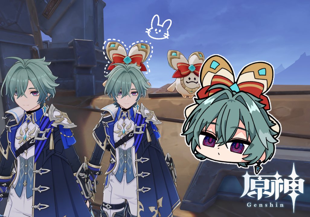 papillon_sheep's tweet photo. ケンタッキーコラボのペット、キャラと重なるとうさ耳みたいになってとても可愛いってフレンドと話してた🐰
これはうさ耳ローエンくん✍🏻 https://t.co/4vTnv1pA01