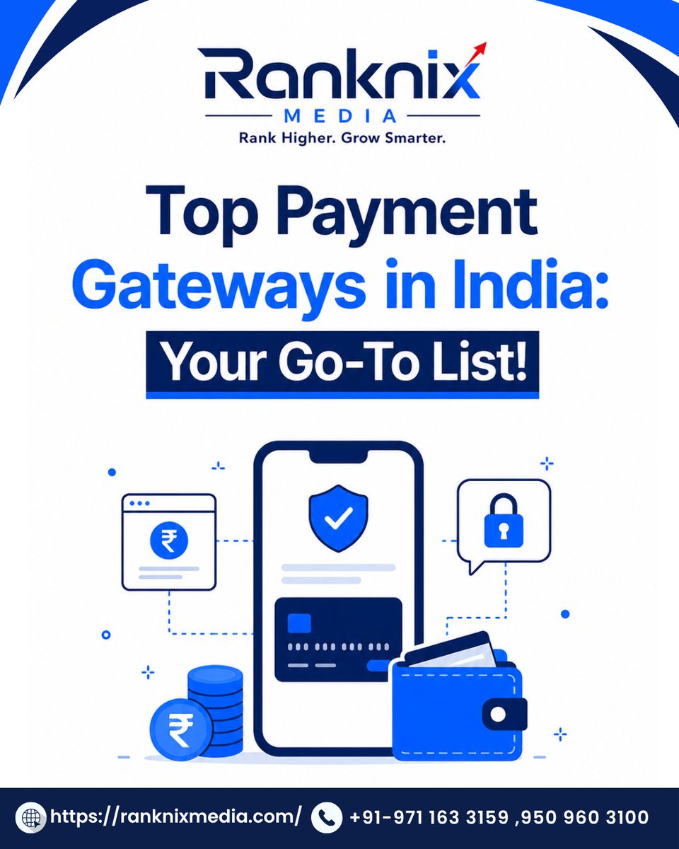 ranknixmedia's tweet photo. Choosing the right payment gateway can make all the difference for your online business. Explore the top payment gateways in India for secure, smooth, and hassle-free customer transactions.
👉🔗https://t.co/7GfHlomZHL
#PaymentGateway #DigitalPayments #OnlineBusiness #UPIPayments https://t.co/38lpXTDx25