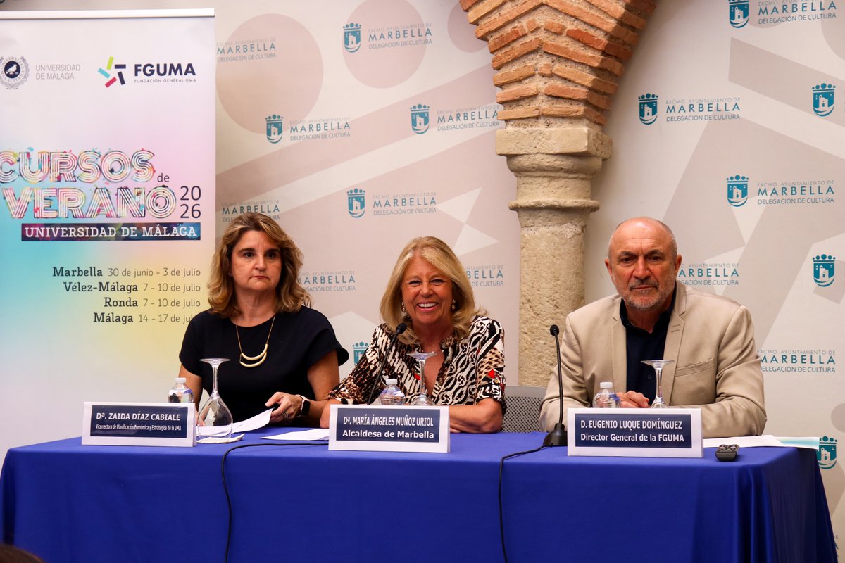 fguma's tweet photo. 🌞Marbella abre los Cursos de Verano UMA 2026 (30 jun–3 jul)

Ciencia🧬salud🩺pensamiento crítico 🧠, cultura 🎨 y divulgación 🌌

Inscripción gratuita https://t.co/SLHrBV9OjQ

#VeranoUMA2026 https://t.co/wp5mpbbCmX