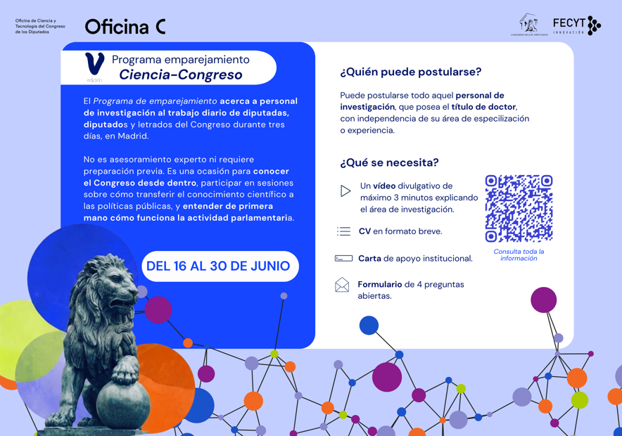 AgEInves's tweet photo. 📌Abierta la convocatoria de la V Edición del Programa de Emparejamiento Ciencia-Congreso. 
📅 Plazo: hasta el 30 de junio.
#OficinaC https://t.co/3xx76zKp9d