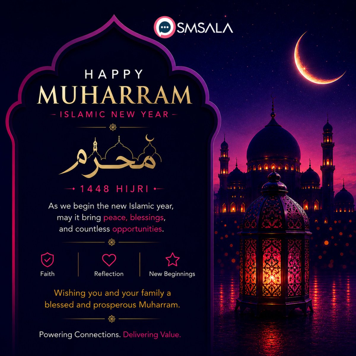 officialsmsala's tweet photo. 𝗛𝗔𝗣𝗣𝗬 𝗠𝗨𝗛𝗔𝗥𝗥𝗔𝗠
ISLAMIC NEW YEAR 1448 AH

May this 𝗻𝗲𝘄 𝗛𝗶𝗷𝗿𝗶 year bring peace, prosperity, and countless blessings to you and your loved ones.

Powering Connections. Delivering Value.

#Muharram1448 #IslamicNewYear #MuharramMubarak #SMSala https://t.co/SA7Hy4NGV2
