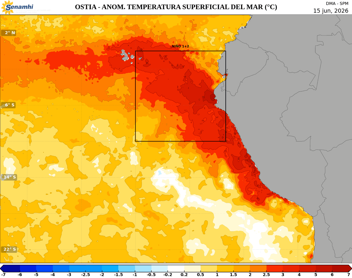 hombredeltiempo's tweet photo. #Lima-#Callao observa su noche más cálida del año con 22.5°C de temperatura mínima.
Esta aberración es tan absurda, que lo normal es tener 20.2°C pero de ¡máxima!
El valor es +5.5°C sobre lo normal y obedece a #ElNiñoCostero y en particular a una anomalía de +5.4°C en el mar frente a ella reportada ayer en la tarde por #IMARPE