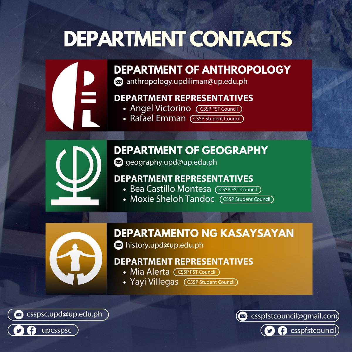 spgab_'s tweet photo. Congratulations, mga Bagong Iskolar ng Bayan! 🌻

Ako si Gab mula sa UPD CSSP FST Council! ✨️

Looking for Freshies, Shiftees, and Transferees for the following programs:

- Anthro
- Geog
- History
- Linguistics
- Philo
- Political Science
- BA/BS Psych
- Socio https://t.co/vziwVcggTt