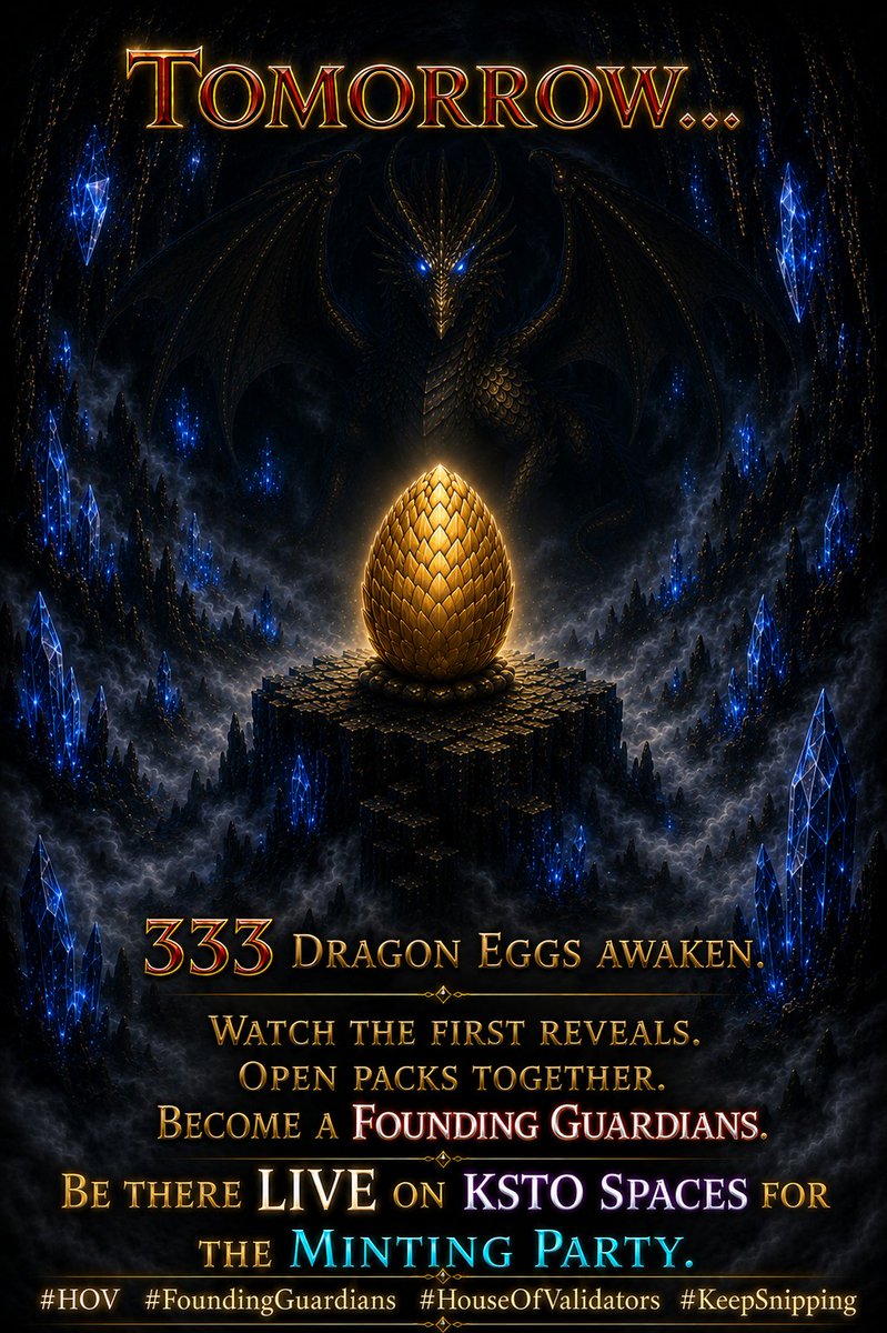 djdotkuro's tweet photo. Tomorrow…
333 Dragon Eggs awaken.
Join us LIVE on KSTO Spaces..
Be there!
#HOV #DragonEggs #TheAwakening #WEaretheKey #KeepSnipping https://t.co/DCzR2J6MVS