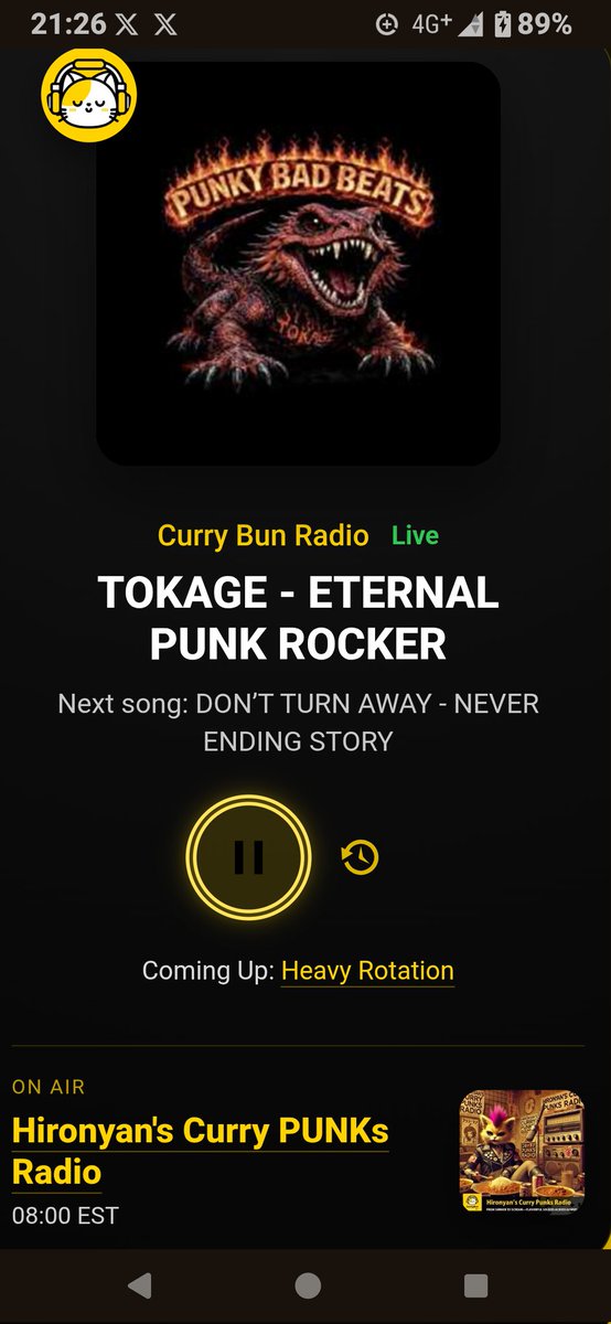 branca_163's tweet photo. 『Hironyan's Curry PUNKs Radio』

#TOKAGE
　ETERNAL PUNK ROCKER

楽曲のご協力(ᯫ᳐⦁⩊⦁ᯫ᳐)ฅʾʾ
感謝いたします(*´ｰ`*人)✨

皆様✨ご視聴頂き
ありがとうございます
(ᯫ᳐⦁⩊⦁ᯫ᳐)ฅʾʾ

#currybunradio 
#japaneseindie

https://t.co/3Cc6f8UEdF https://t.co/JVDdkT7R5x