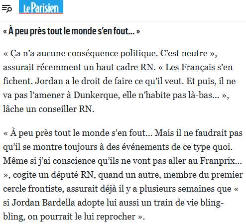 marinetondelier's tweet photo. Pour le RN, qui compte pourtant énormément de députés dans la région, se rendre à Dunkerque est donc indigne du standing de Jordan Bardella et de sa princesse.

Je suis sûre que tous·tes les habitant·es de la région Hauts-de-France apprécieront.

Dunkerque est pourtant une ville fort importante à visiter, a fortiori quand on aspire à devenir président. Le port, Arcelor, tout ça...

Mais bon, il ne faut pas demander à Jordan Bardella d'aller se risquer dans une région où Marine Le Pen est déjà une députée fantôme.

Au RN, on aime se dire proche des classes populaires, mais il ne faut surtout pas les côtoyer de trop près, et encore moins vivre à leur contact.

Monaco et Saint-Cloud, c'est sûr que c'est tellement plus confortable pour donner ensuite des leçons aux élites et au "système"...

Guess what : le RN adore les élites et le système qu'il prétend pourfendre.

Et moi, je vais continuer à aller à Dunkerque et partout en France, parce que je trouve ça beaucoup plus sympa que le paradis fiscal qu'est Monaco.