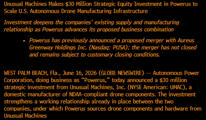 intanumbarip's tweet photo. Trump family drone company
$UMAC
makes $30m strategic investment in other Trump family drone company
$PUSA https://t.co/X32zlo4jeU