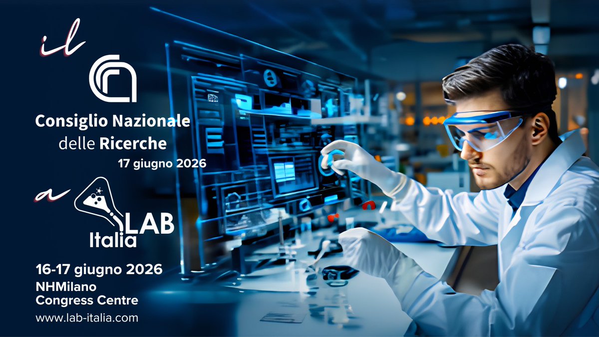 CNRsocial_'s tweet photo. #17giugno, il #Cnr a #LABItalia2026 
La rete scientifica del #Cnr partecipa anche quest'anno all'evento fieristico di riferimento per le tecnologie di laboratorio, l’analisi e le biotecnologie, in programma il 16 e 17 giugno a Milano
Scopri i dettagli su 👇https://t.co/sa932TlqwS https://t.co/mAlQAQhhcw