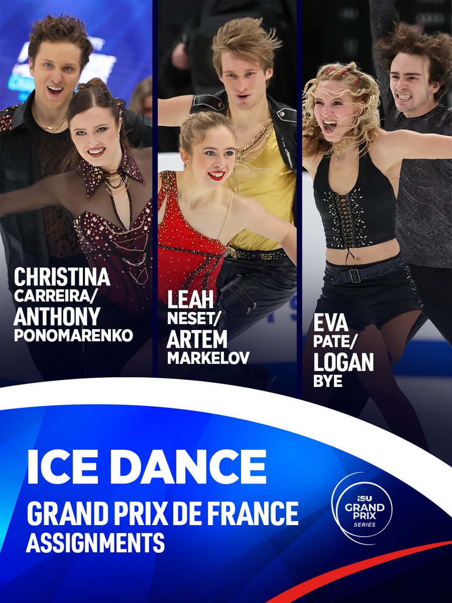 USFigureSkating's tweet photo. Grand Prix de France USA Assignments ⬇️ https://t.co/YiiOWtkphK