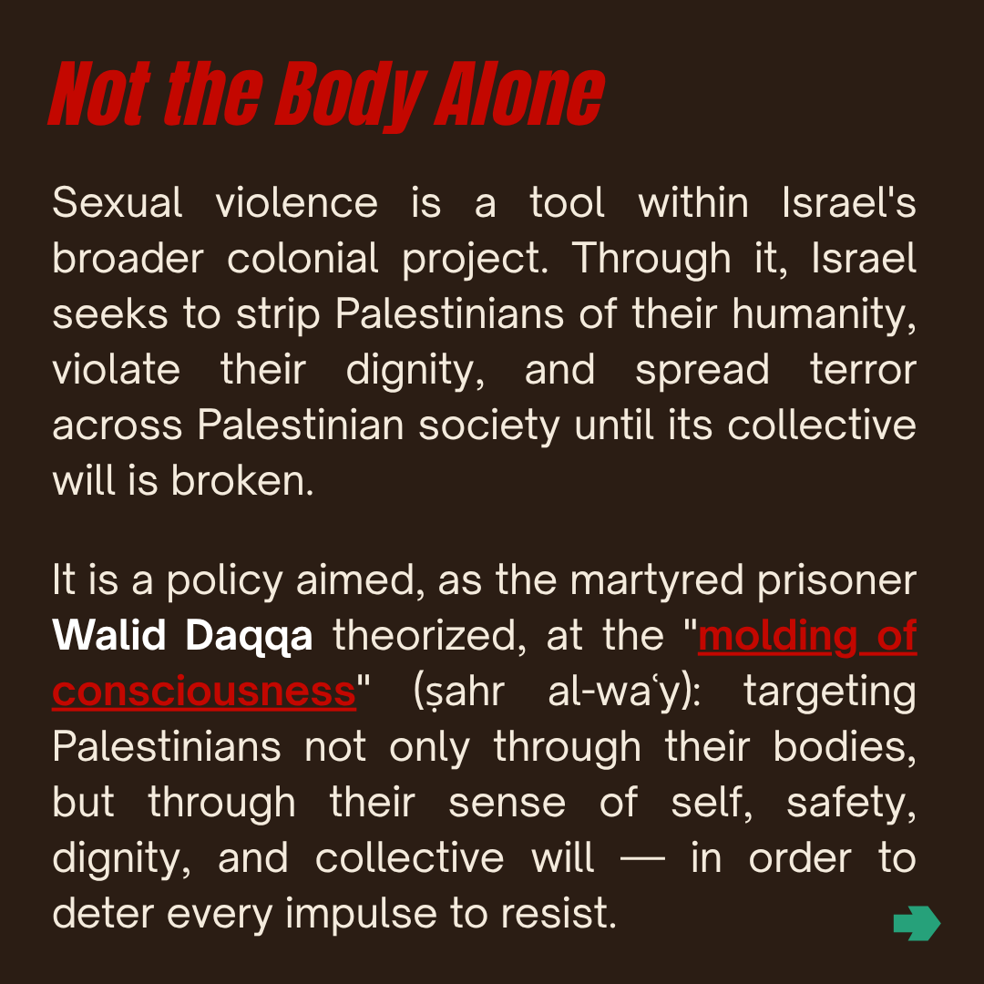 stopthewall's tweet photo. Don’t look away.
Israel’s Weaponization of Sexual Violence to Uproot Palestinians and Deter All Who Resist https://t.co/kpqcWMq5Nb