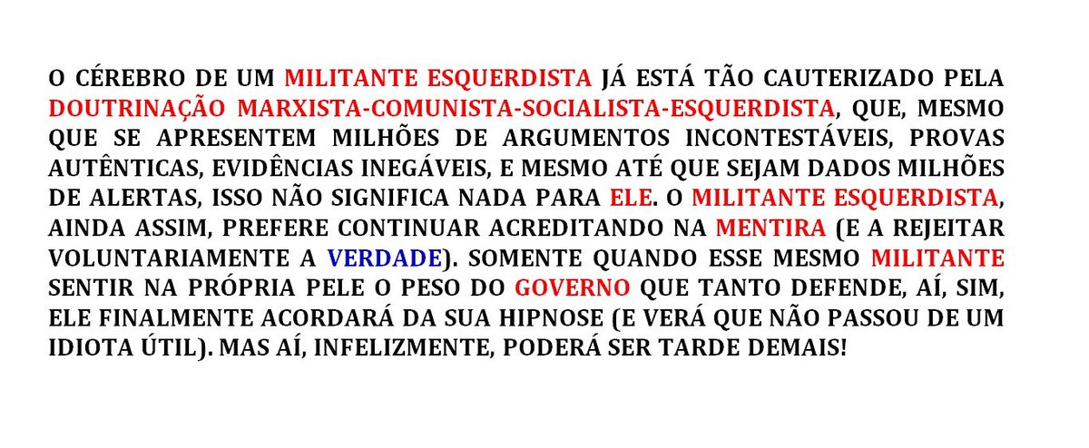 JUSTICEIROSOLI2's tweet photo. @flyingawayfrom Guilherme, não perca seu precioso tempo tentando fazer com que esses esquerdistas acordem para a realidade. Sabe por que eles nunca vão despertar desse eterno sono? Por uma razão muito simples: https://t.co/pQgpary71R