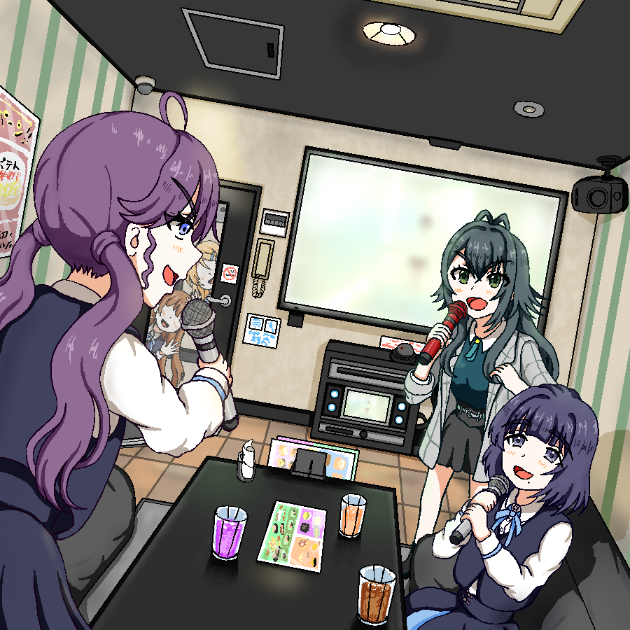 Lurinet_R's tweet photo. カラオケに来た
手毬と美鈴と燐羽
＃学マスFA https://t.co/ZlJV2j52yP
