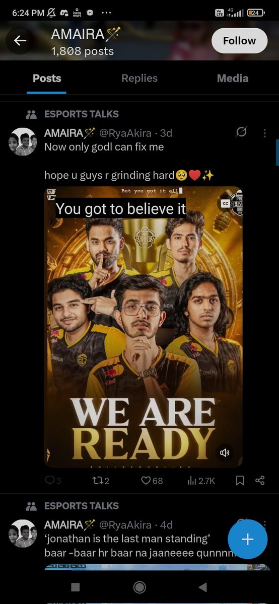 backchodimaster's tweet photo. This was her tweet jab kharab khel rahi thi tag but jab qualify hue toh iska koi tweet nahi aaya  unko liya na jelly na jonny na harsh na hydro aur ye khudko Jonathan fan's bolte hai Aur uski pfp rakhte hai 

Dogl k liye aaya hai iska special tweet 

This is ET always remember https://t.co/4QSKUUoHgn