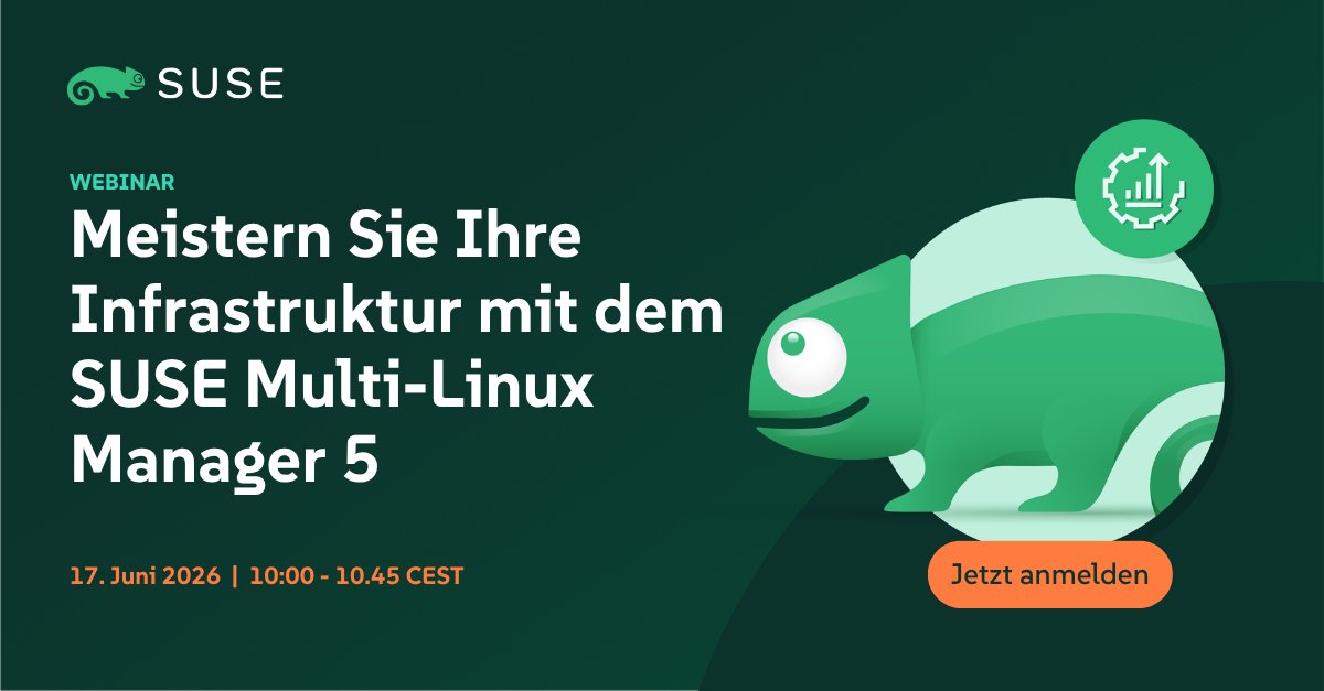 SUSE_DACH's tweet photo. Machen Sie Schluss mit IT-Silos! 🚀 Heben Sie Ihre Infrastruktur mit KI-gestützten Prozessen und Next-Level Automation auf ein neues Level. Unsere @SUSE-Experten zeigen Ihnen, wie moderner, containerbasierter IT-Betrieb heute aussieht. 📅 17.6. | 10 Uhr 👉https://t.co/ueZP8iZDxM https://t.co/EsjLKUa0R8