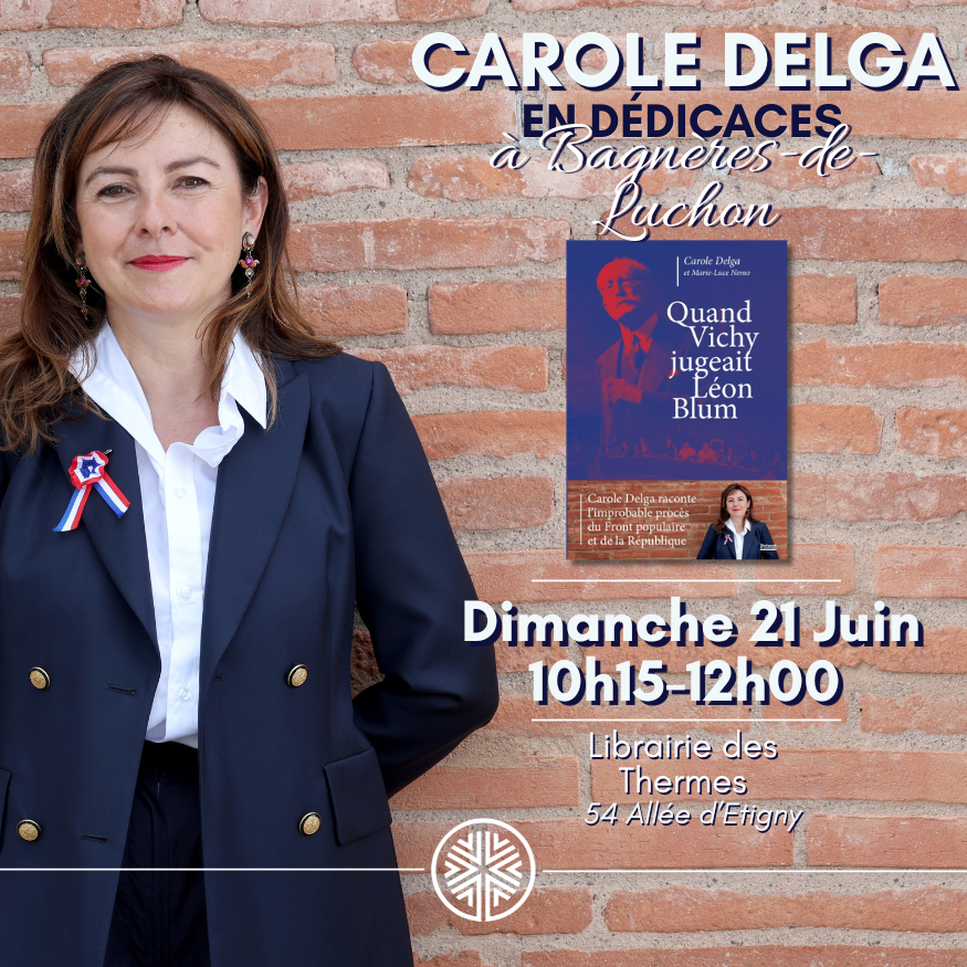 La_REC_'s tweet photo. 📖 @CaroleDelga vous donne rendez-vous dimanche 21 juin à la librairie des Thermes de Bagnères-de-Luchon à 10h15 pour la dédicace de son nouveau livre, « Quand Vichy jugeait Léon Blum ».
 
Infos et inscriptions 👉 https://t.co/xt8FJ0Qn3G https://t.co/C7tr0GoSoO