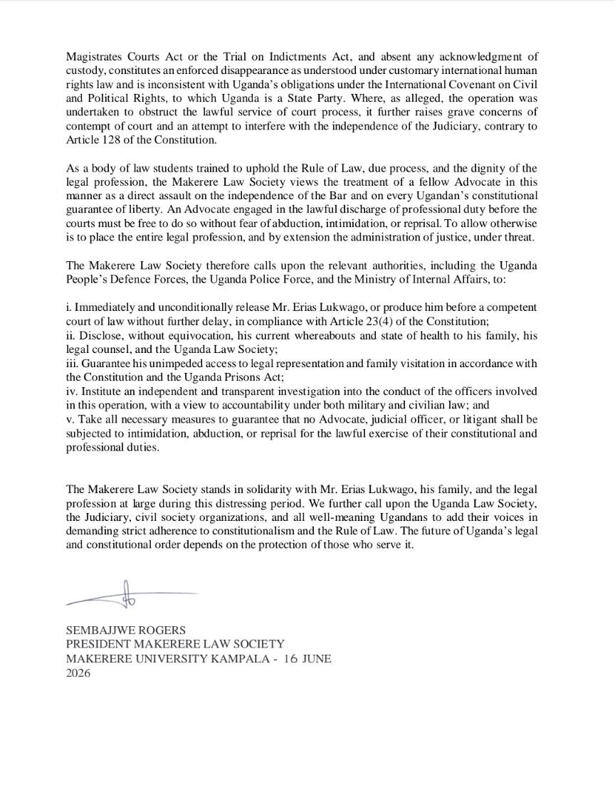 lawsocietymak's tweet photo. We stand in solidarity with Mr. Erias Lukwago, his family, and the legal 
profession at large during this distressing period.
@ug_lawsociety @ULSAstudents @uculawsociety @nkumba_law https://t.co/ZsWceIrMms