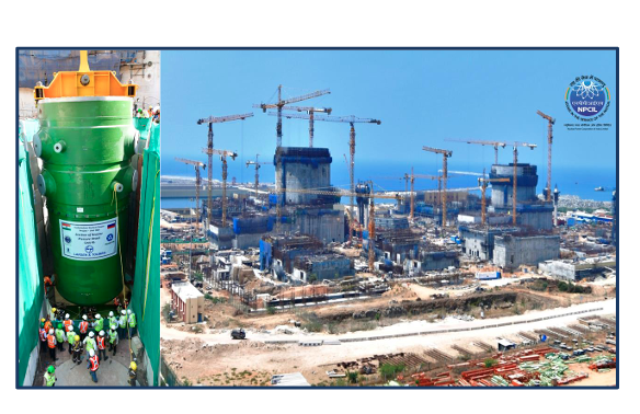 ANI's tweet photo. The Nuclear Power Corporation of India Limited (NPCIL) has successfully installed a Reactor Pressure Vessel (RPV), weighing approximately 320 tonnes, at Unit-5 of the Kudankulam Nuclear Power Project (KKNPP), using a specialised heavy-lift crane in Tamil Nadu. https://t.co/ojhXzGGuy9