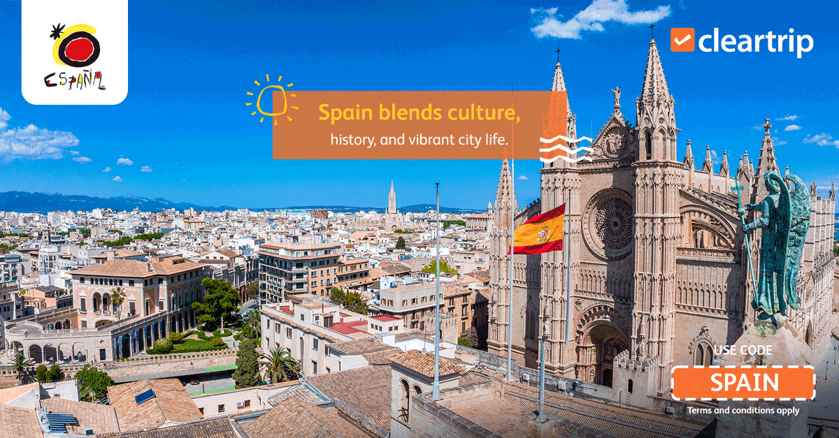 CleartripAE's tweet photo. Ever stood somewhere and thought, "people wrote poems about this for a reason"? That's the Alhambra.

Barcelona will do the same thing to you at Sagrada Família. Palma's rooftops and cathedral spires hit different too.

Pack the suitcase, code SPAIN gets you up to 15% off. https://t.co/qQxWdnGwhL