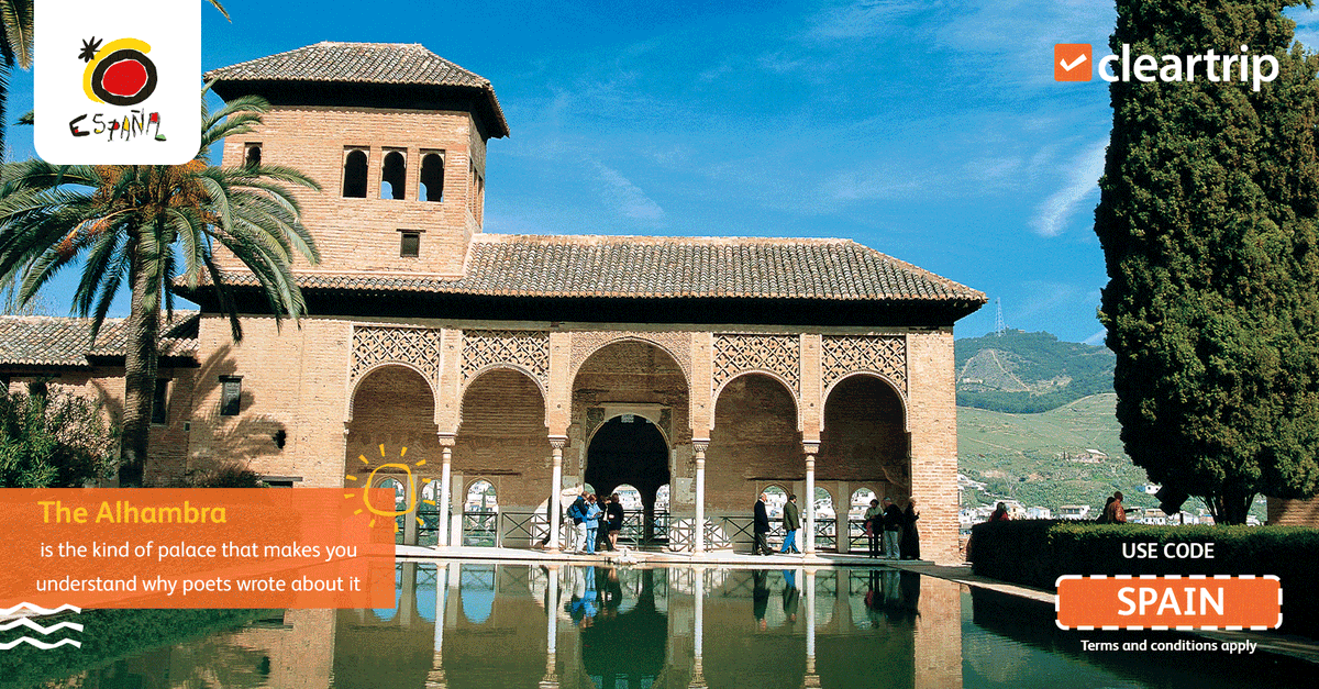 CleartripAE's tweet photo. Ever stood somewhere and thought, "people wrote poems about this for a reason"? That's the Alhambra.

Barcelona will do the same thing to you at Sagrada Família. Palma's rooftops and cathedral spires hit different too.

Pack the suitcase, code SPAIN gets you up to 15% off. https://t.co/qQxWdnGwhL