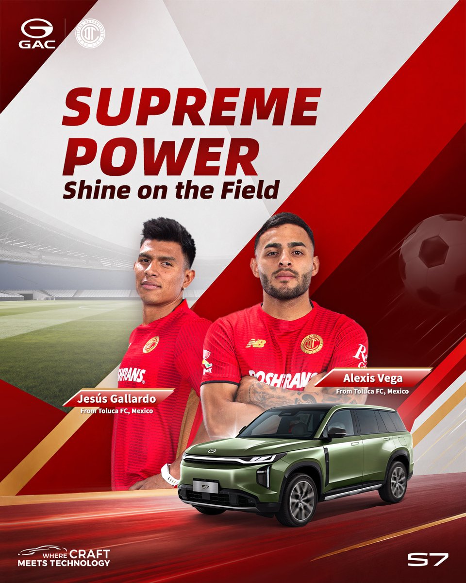 GAC_MOTOR's tweet photo. Football Passion, Powered to Shine.
S7 Supreme Power, Shine Beyond the Field.
What makes a player truly shine?
Tell us in the comments.

@TolucaFC  
Learn more: https://t.co/HYJTeYQjFy
#GAC #WhereCraftMeetsTechnology #TolucaFC #GoAllIn #EmbraceTheThrill https://t.co/3xICm6MQDv
