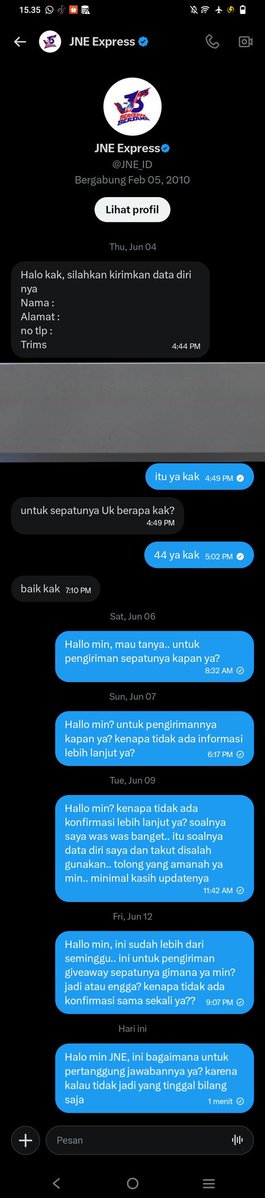 Lavaboo599Boo's tweet photo. bantu RT &amp; RP!! 

guys,jadi ini aku menang GA sepatu dari JNE, tp smpe skrg ga ada konfirmasi samsek,aku hrs apa ya?aku salah ga sih minta hak aku gini gini? soalnya aku takut bgt,ada data diri realku yg sdh aku kirimkan ke ke pihak tersebut😔😔sedih banget.. https://t.co/2ZuGGd6jLY