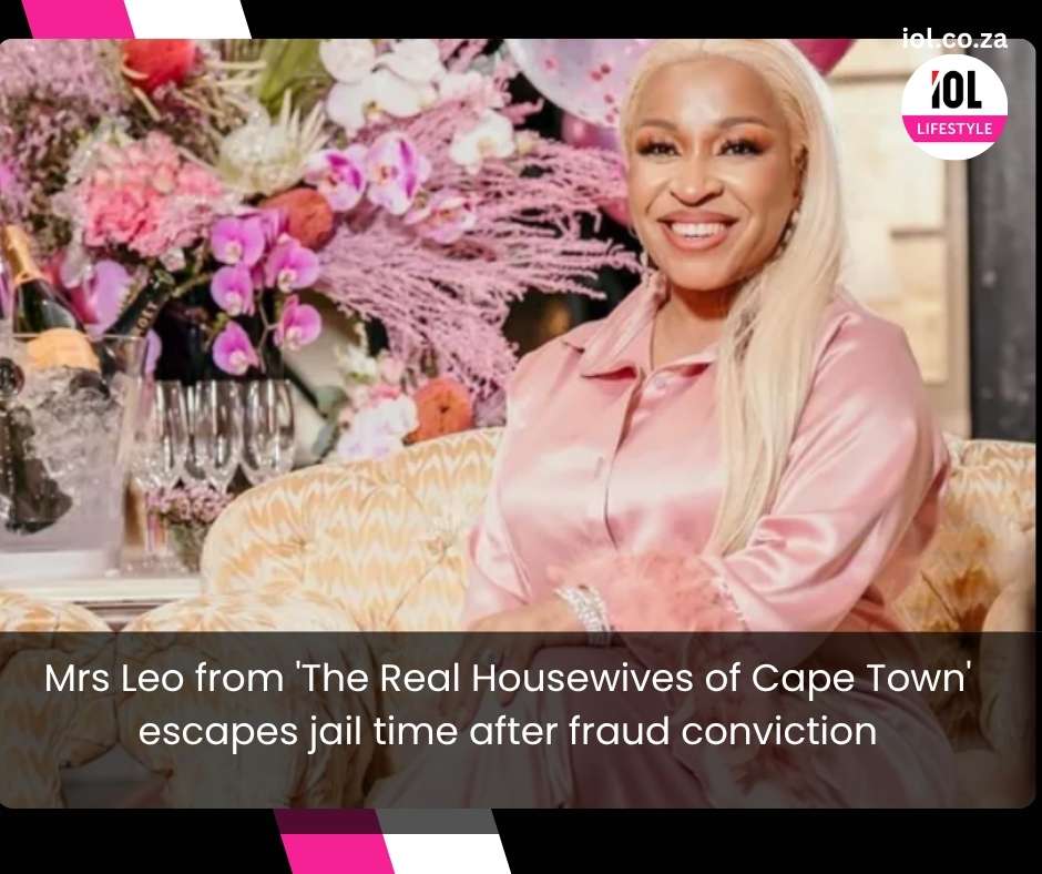 IOL's tweet photo. "The Real Housewives of Cape Town" star Mrs Leo has escaped jail time after being handed a suspended sentence and correctional supervision for fraud.
Read on https://t.co/8wZ7WL2ZrB
#RHOCT #MrsLeo #SouthAfrica https://t.co/yxSjdxITph