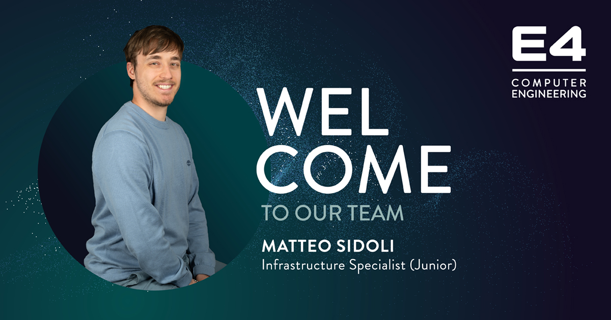e4company's tweet photo. We welcome Matteo Sidoli who joins our team as Infrastructure Specialist Junior.

Welcome on board Matteo! 🙂

Visit our Team page: https://t.co/CnJef1p2ZU

#E4ComputerEngineering #E4Team #HPC https://t.co/sYp9v2q7wr