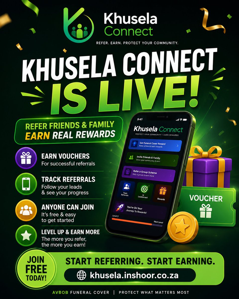 InSHoor's tweet photo. Refer your friends &amp; family to join AVBOB funeral cover and receive rewards &amp; voucher. Join the platform for free: https://t.co/VmsW9RfMx4 https://t.co/wFhba8aKCs