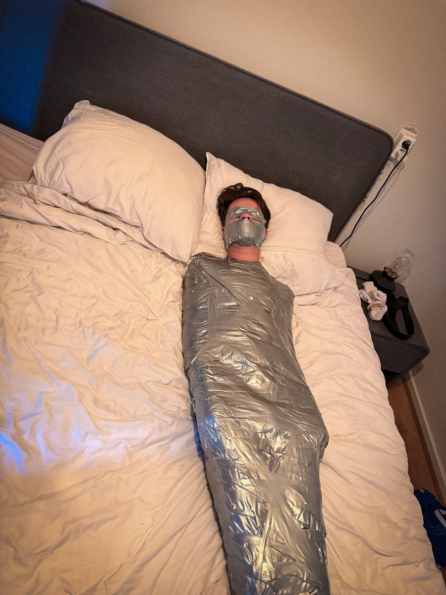 tapeandropes's tweet photo. All wrapped up tight in duct tape and completely helpless… mouth sealed, eyes covered. @kinkysubnl is not going anywhere tonight.😈

Become a fan and unlock exclusive content: https://t.co/Ko63k1dAna https://t.co/GHai6X30Bv