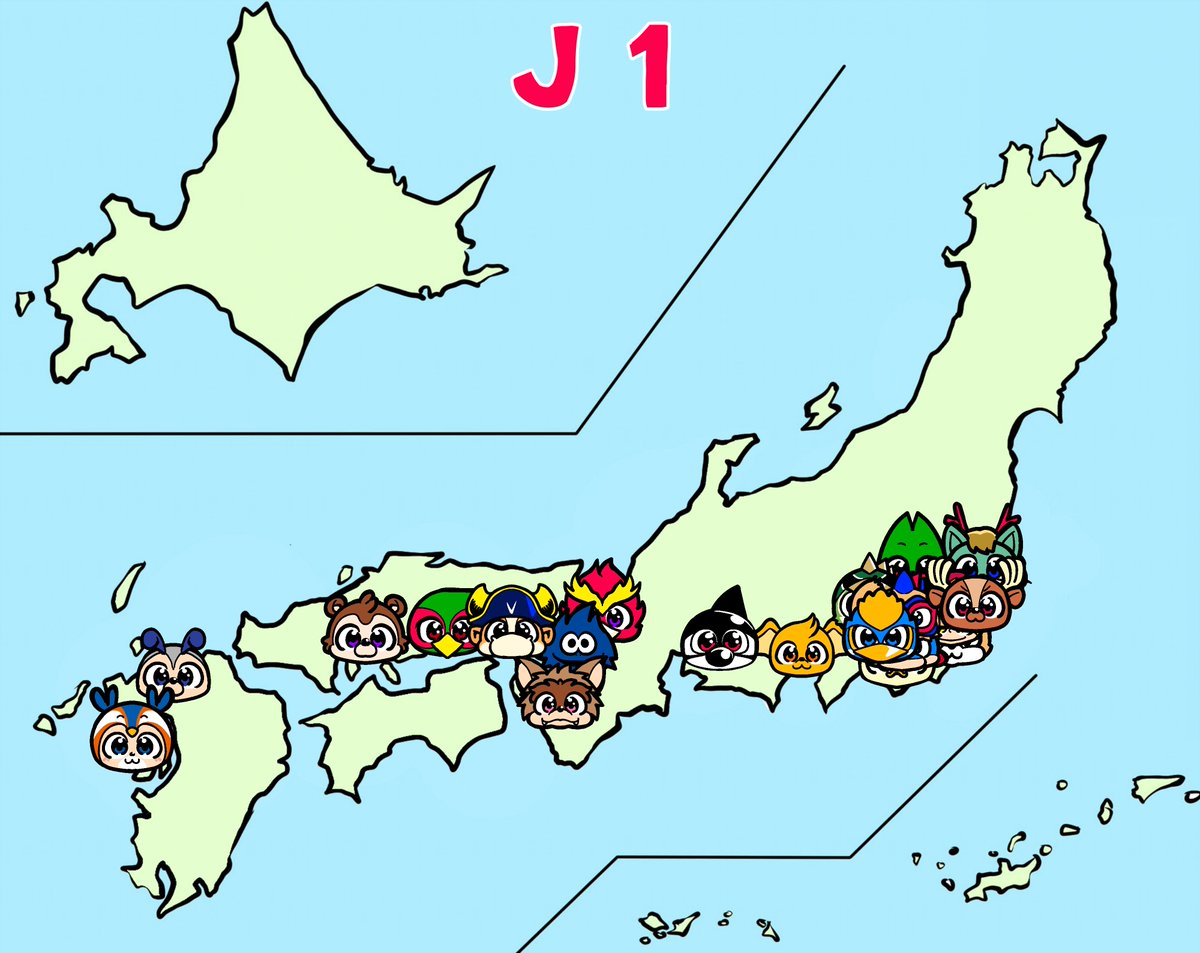 chidajunsei3163's tweet photo. 来季のＪリーグマスコット地図 https://t.co/i1YzHsDLlp