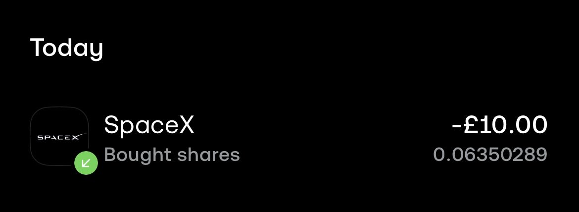 Brand99_'s tweet photo. Deposited another £10 and added to my $SPCX position 🚀

Building exposure one contribution at a time. 🫡

ISA portfolio value: £212.22

#SpaceX https://t.co/EMZd3IGEWq