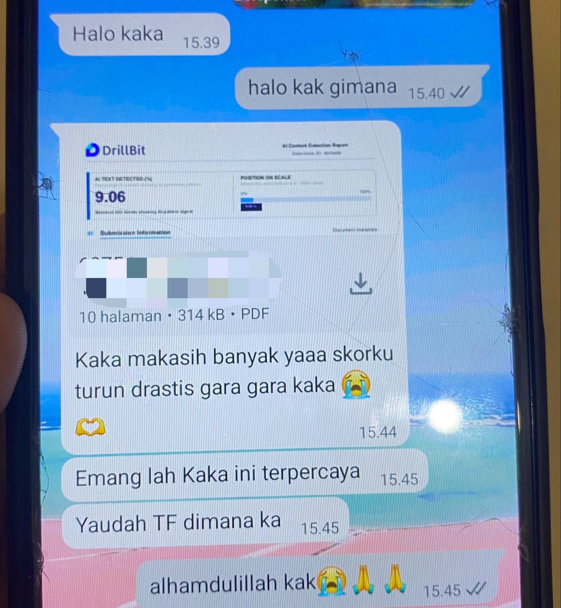 jokiaidrillbit's tweet photo. (UPLOAD TESTI REAL TIME TIAP HARI❗️)
TESTI 2 FILE PARAFRASE AI DRILLBIT SORE INI ALHAMDULILLAH LANGSUNG DINILAI DOSEN🔥🔥
Memang disini parafrase drillbit terpercaya ya🫶🏻 sudah menjadi langganan anak yute dari semester ke semester🤗 #zonauang #drillbit #parafrase #ai https://t.co/rWS0dwFZrm