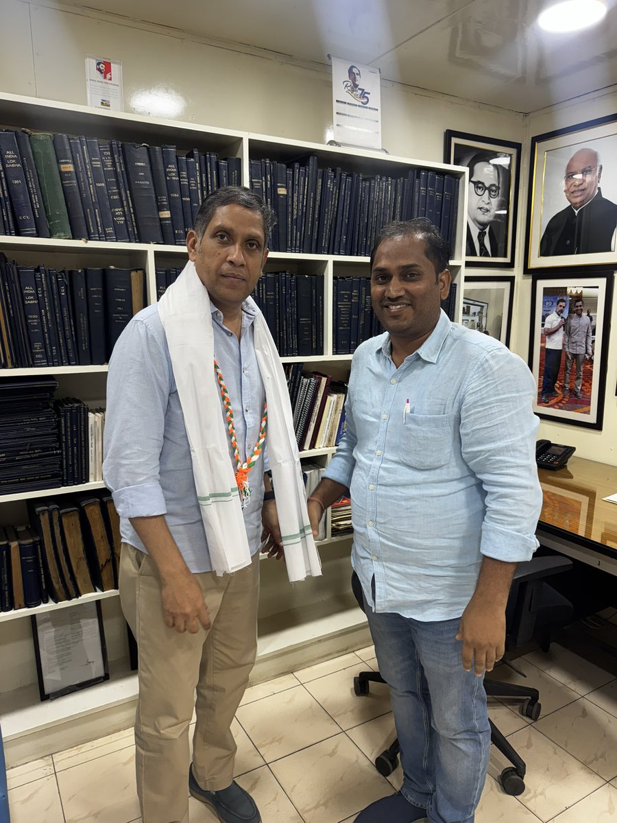 vishal_INC's tweet photo. Met Mr. Praveen Chakravarty Ji, my boss at the All India Congress Committee and a newly elected Rajya Sabha MP from Tamil Nadu and extended my congratulations and best wishes for his future political journey. @pravchak @SachinPilot https://t.co/AMykhAqDjn