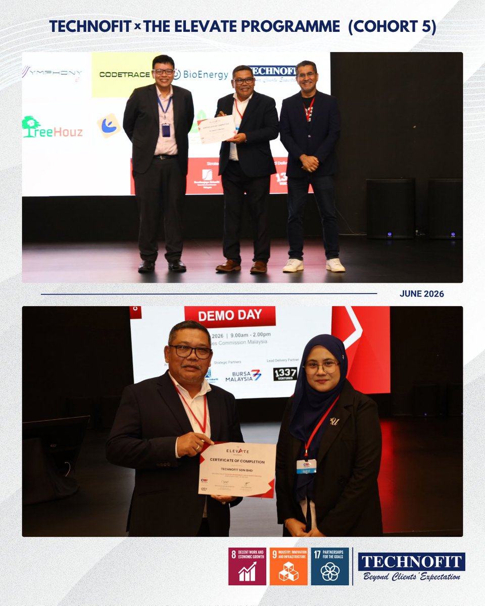 technofitgroup's tweet photo. TECHNOFIT SHOWCASES ITS GROWTH JOURNEY AT THE ELEVATE DEMO DAY

Check out more: https://t.co/9sIEtHMqAc

#StrivingForExcellence
#BeyondClientsExpectation
#TECHNOFIT
#TechnofitNews
#ElevateProgramme 
#CapitalMarketsMalaysia 
#1337Ventures 
#IPOReady
#SDG8 #SDG9 #SDG17 https://t.co/c3QeVtYI8w