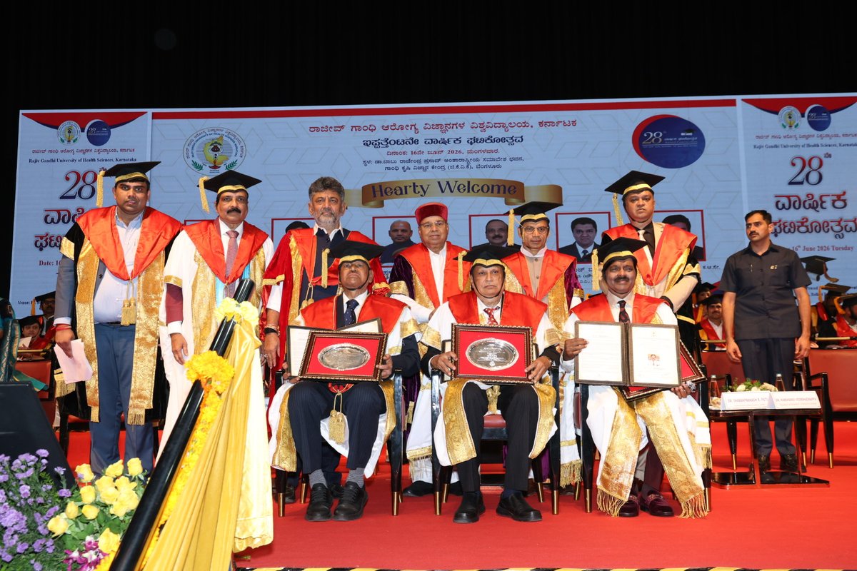 acscebangalore's tweet photo. ππ Congratulations to Dr. A.C. Shanmugam on being conferred the Doctor of Science (Honoris Causa) by RGUHS. π A visionary leader whose contributions to education, healthcare, and society continue to inspire generations.
#DrACShanmugam #DoctorOfScience #HonorisCausa #RGUHS https://t.co/PJ8hy4mZAK