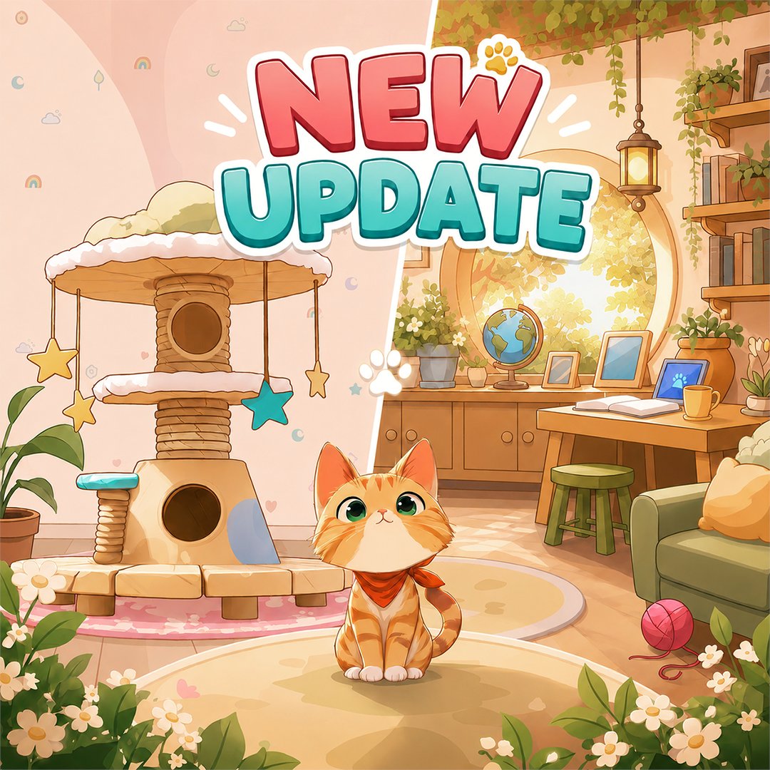 MeowWorld_game's tweet photo. 📢MeowWorldアップデート情報！

🗼 デイリーキャットタワー、頂点まで登り切れるかにゃ？果たして…！😼

🏡 ライリーのホームを思う存分かわいく飾ってあげてにゃ～！

#MeowWorld #パズルゲーム #猫ゲーム #スマホゲーム #ねこ #ゲーム https://t.co/vVe9WgZI8Y
