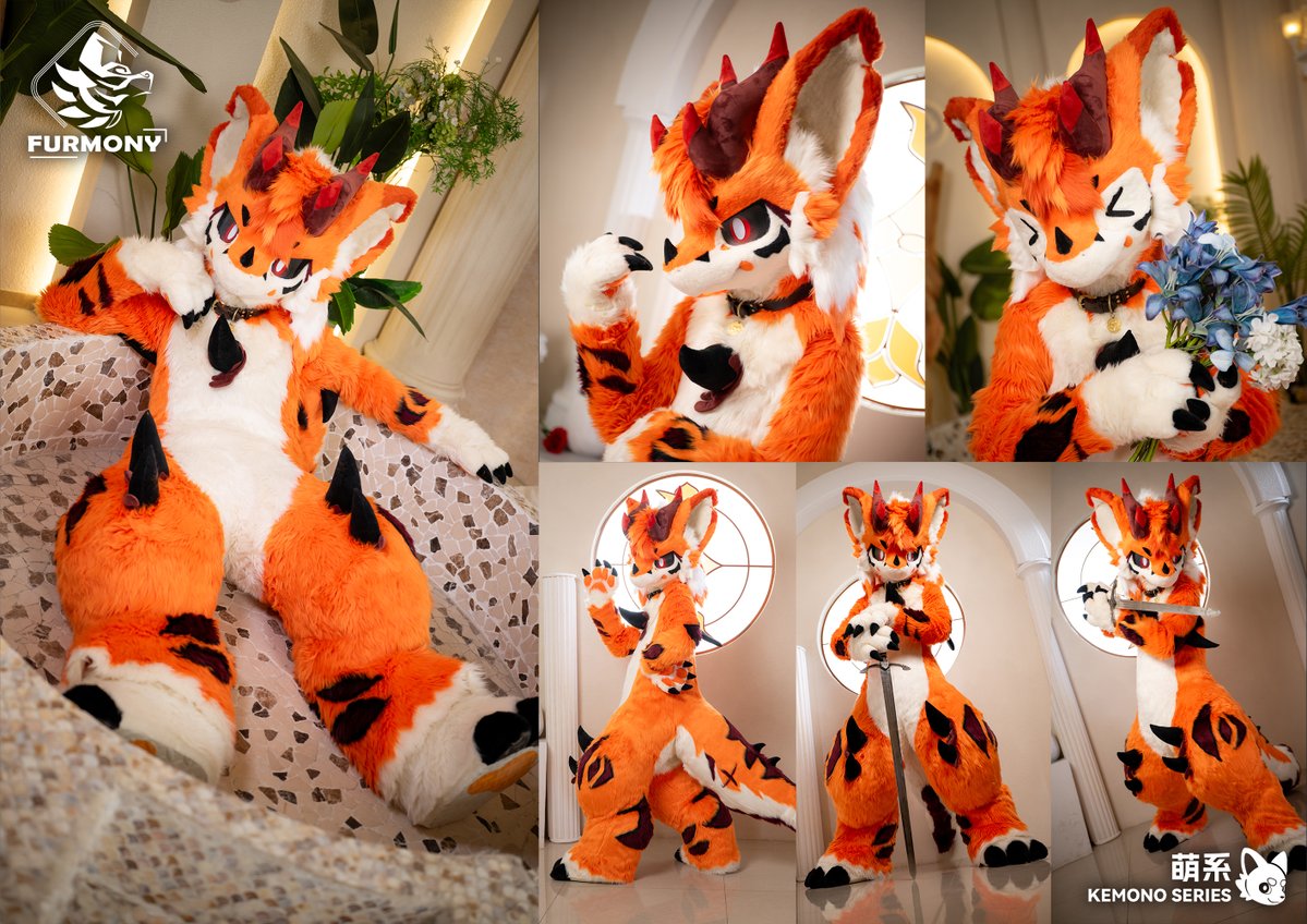 furmony's tweet photo. 「New Commission Finished」  
"Flames surging, a crimson shadow steps onto the stage!
The little dragon Himu is ready to set every inch of the world ablaze! 🧡"
Thanks for the trust from @NaiceNya

#furmony #furry #fursuit #鸿萌造物 https://t.co/eRbeZvv393