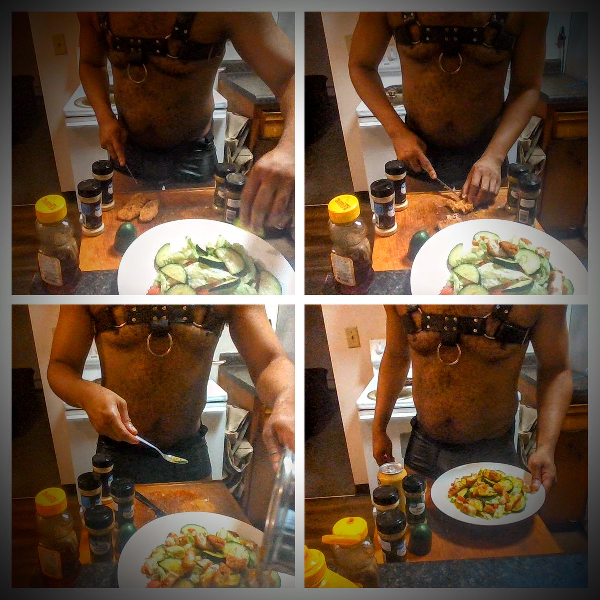 thatversboi's tweet photo. Something Different...
So its about 3:30am and I'm up doing my usual (IYKYK otherwise go to bed) and then it dawned on me that I didn't eat dinner. 

SO what do I do... salad with fried chicken pieces AND me and my new bestie G. Gemini whooped up some homemade dressing. https://t.co/JYyYrRPrSS