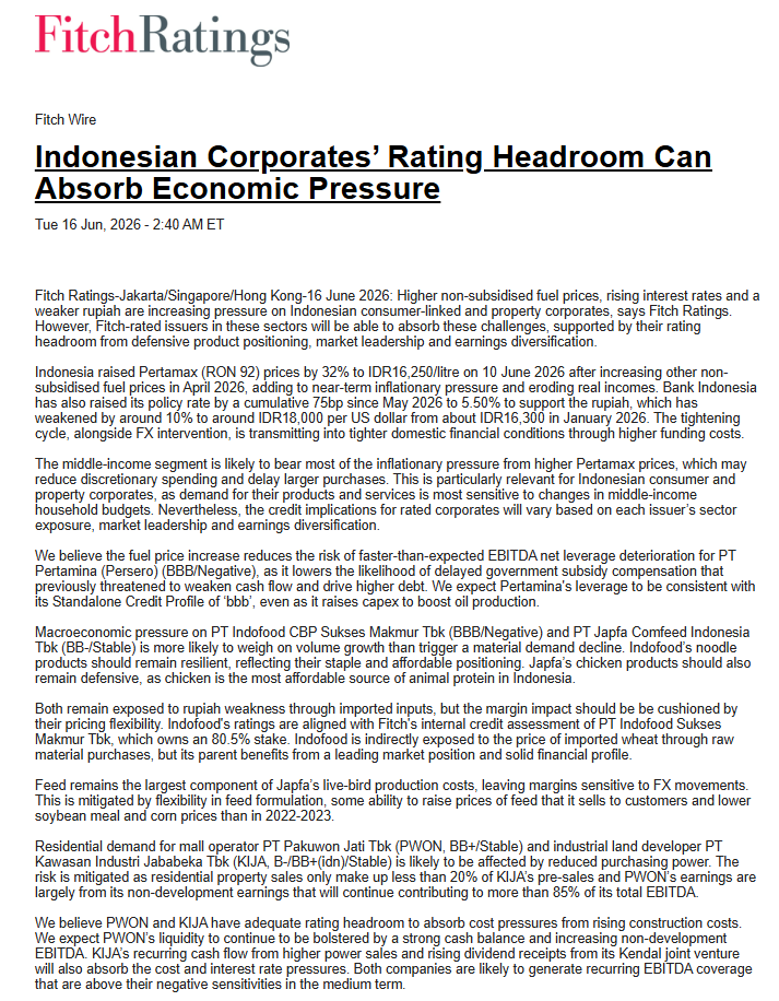 TheEconopost's tweet photo. Kelas menengah teriak makin sulit gara-gara BBM sampai BI Rate naik. Tapi Fitch Rating bilang 4 emiten ini relatif kebal. Siapa mereka? https://t.co/84yBqx6UU2