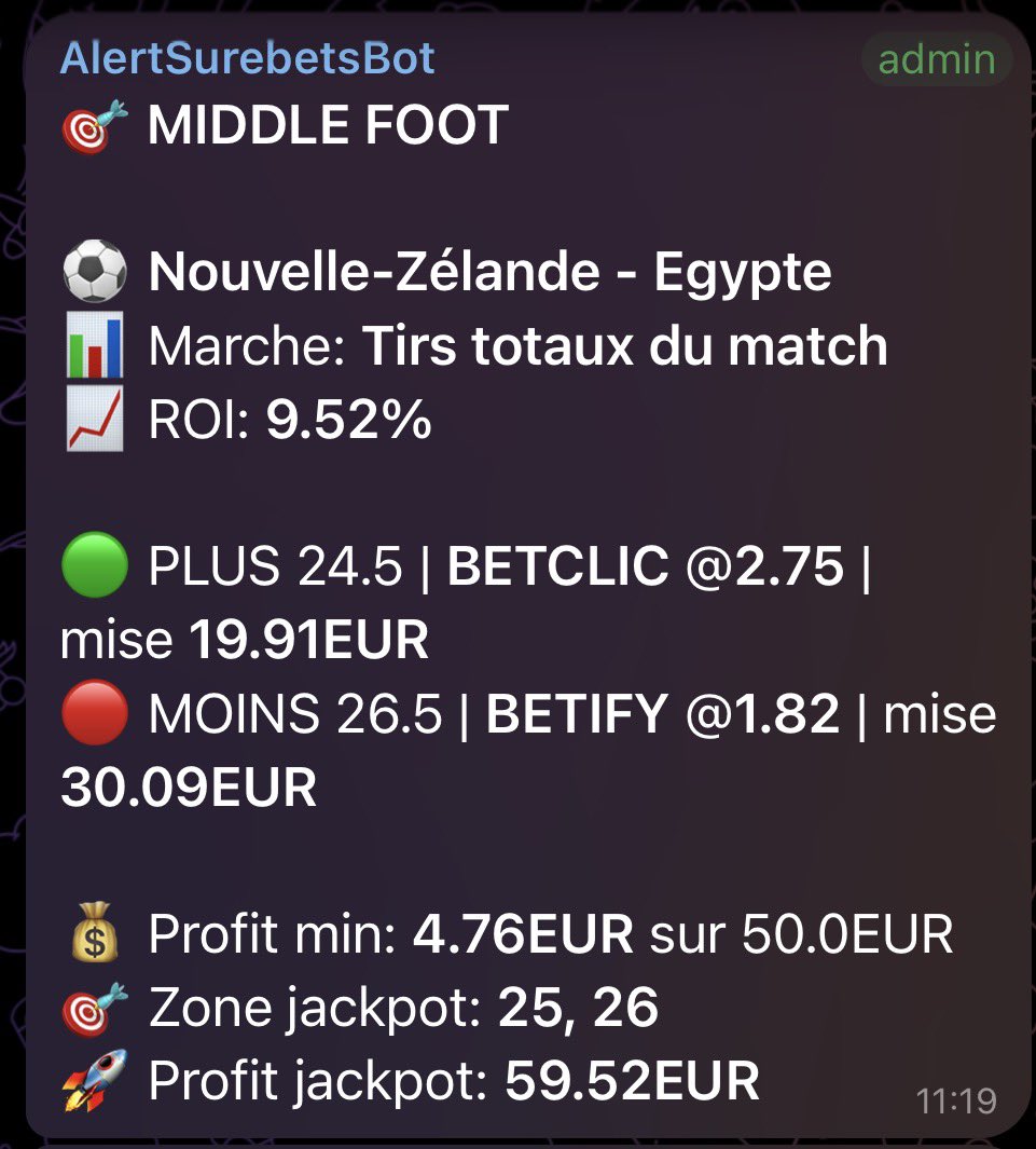 xGAlertBot's tweet photo. Deux beaux jackpots à tenter pour du bénéfice dans tout les cas 🎁
❤️ / RT ↪️
#TeamParieur #Surebets https://t.co/v2aNZd9KAG