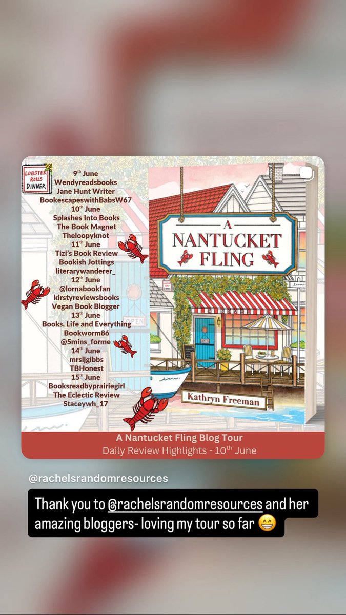 KathrynFreeman1's tweet photo. A huge thank you to @rararesources and all the amazing bloggers who took part in the Nantucket Fling Blog tour 🦞🦞. I had such fun😁😁 #blogtour #bloggers #ANantucketFling https://t.co/zdok6R8NTX