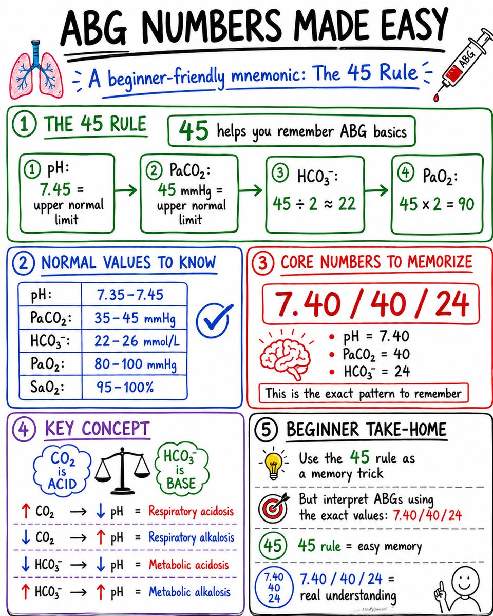 pgMedicine's tweet photo. ABG Numbers Made Easy: The 45 Rule for Beginners https://t.co/gxrPlxzVJN